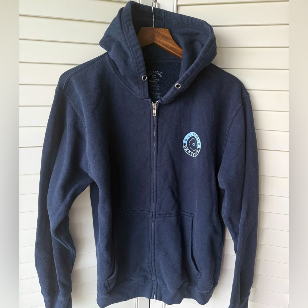 navy billabong zip up hoodie size m